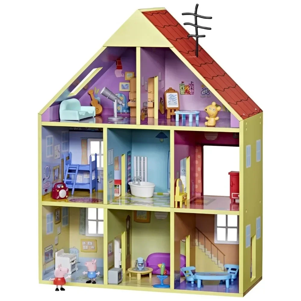 

Wooden Deluxe Playhouse, 8 Rooms, Includes 2 Fun Figures and 29 Accessories, Made of Responsibly Sourced Wood