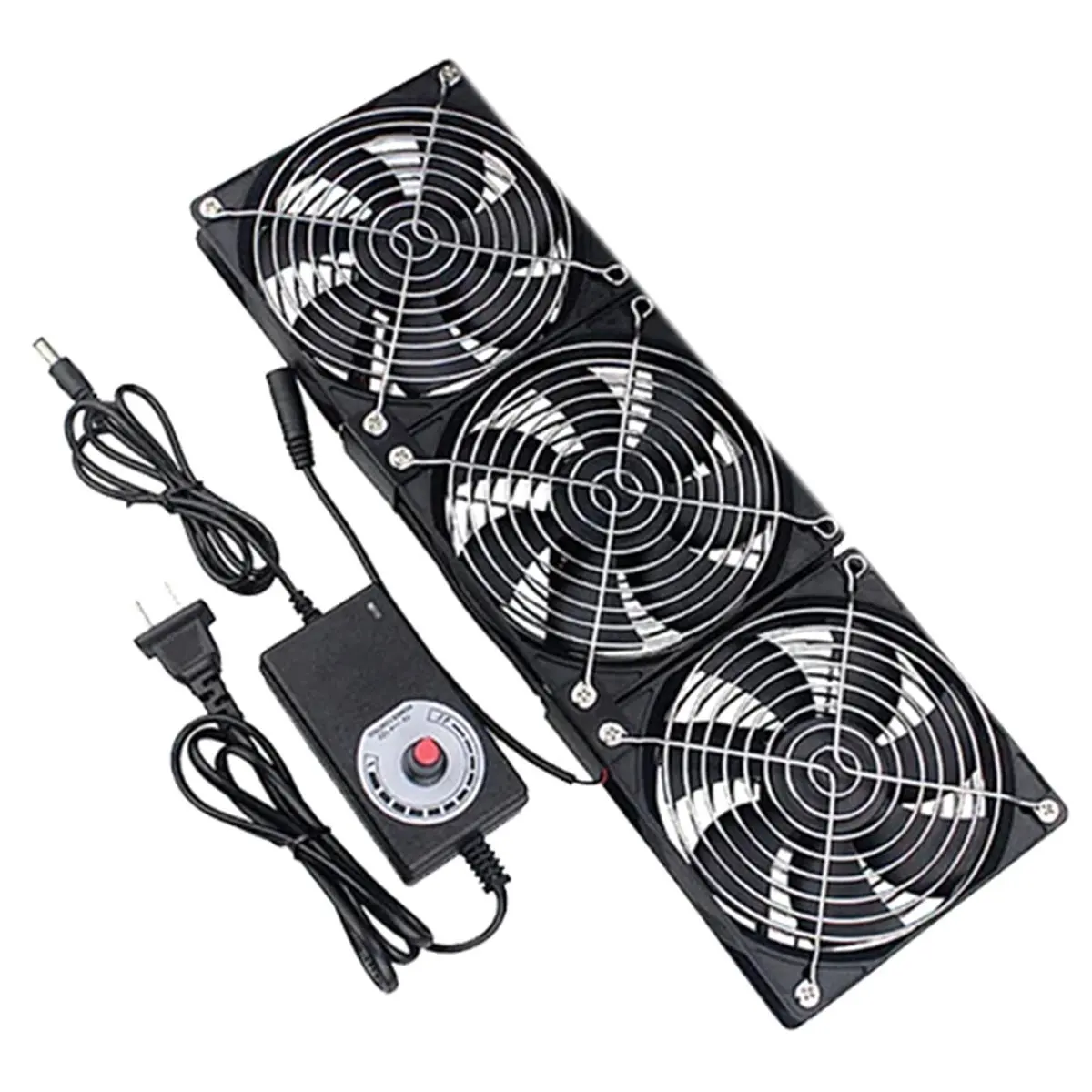 [DT76] Ventilateur de refroidissement 120 mm 3000 tr/min avec contrôleur, 12 cm 12 V 220 V, pour châssis de machine BTC, station de travail, armoire, radiateur, prise UE