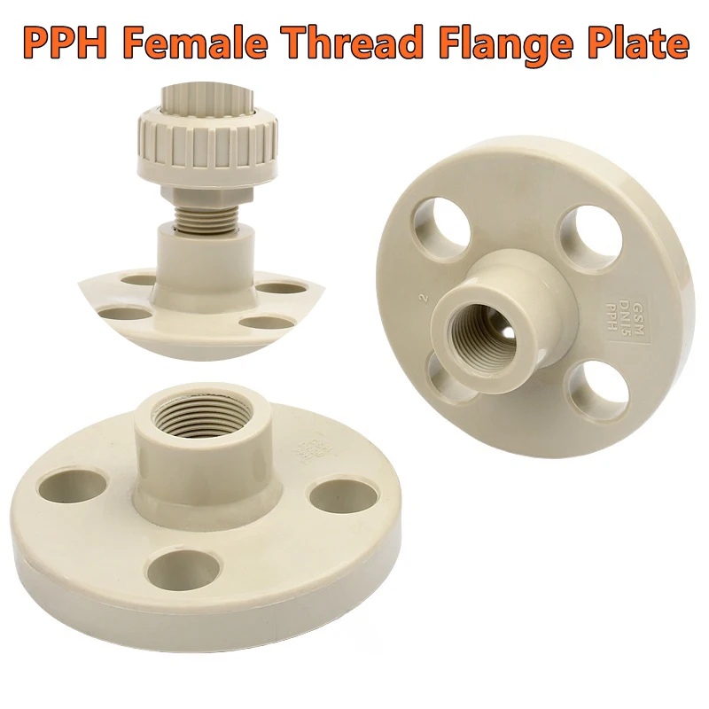 

1PC 1/2''~4'' PPH Female Thread Flange Plate Hot Melt Garden Irrigation Watering System Water Pipeline Fittings Industrial Joint