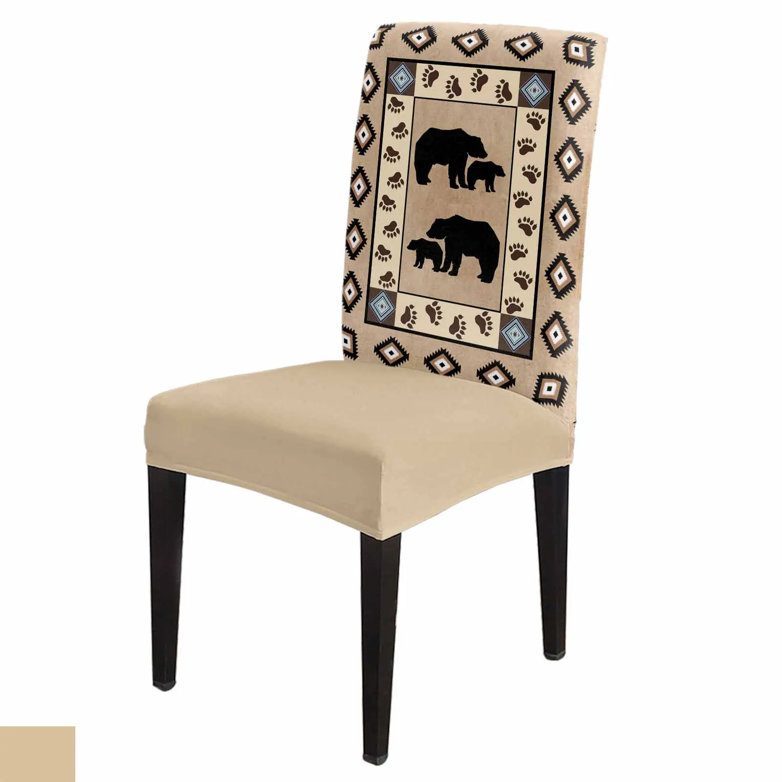 

Fall Forest Bear Bohemia Chair Cover for Dining Room Spandex Stretch Seat Cover for Wedding Banquet Party Seat Case