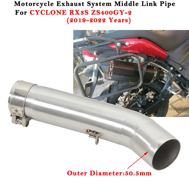 

Motorcycle Exhaust Escape System Modified 51mm Muffler Stainless Middle Link Pipe For CYCLONE RX3S ZS400GY-2 2019 2020 2021 2022