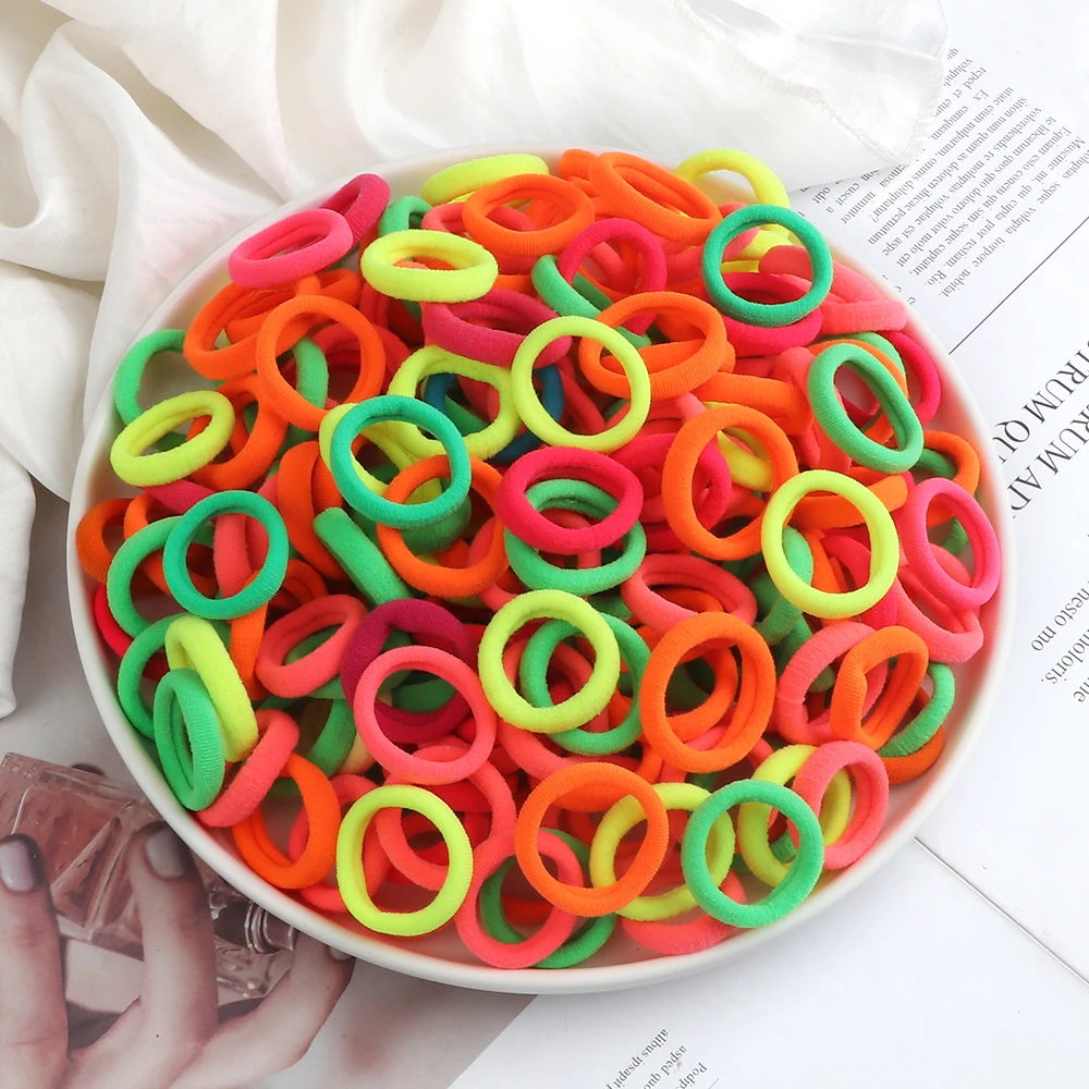 50-200 Stücke Kinder Candy Farbe Haarband Mädchen 3 CM Grundlegende Bunte Haargummi Pferdeschwanz Halten Elastische Haargummis Haarschmuck – Detail 11