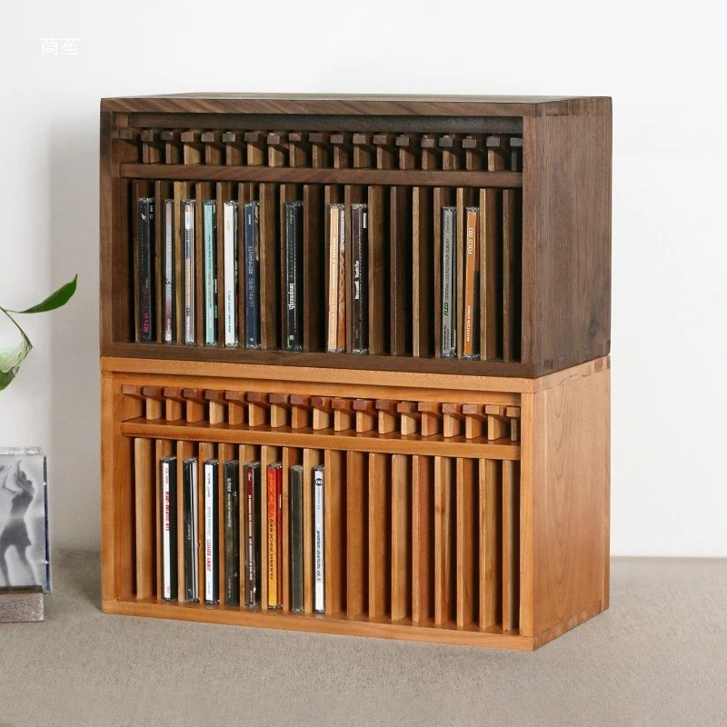 Pop-up Record Storage Rack Black Walnut Desktop CD Display Rack Tape Collection Box NS Game Storage