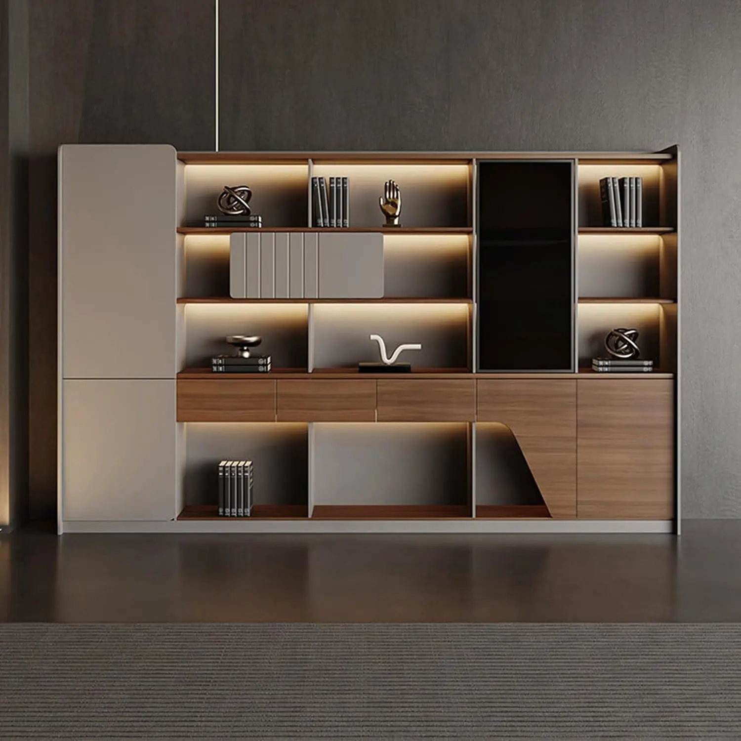Modern Executive File Cabinets and Bookcase, Sturdy Office Bookshelf