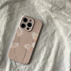 Ins Korean Chinese Style Artistic Flower Case for IPhone 16 15 14 13 Pro Max Back Phone Cover for 12 11 Pro Plus XS Max XR Capa