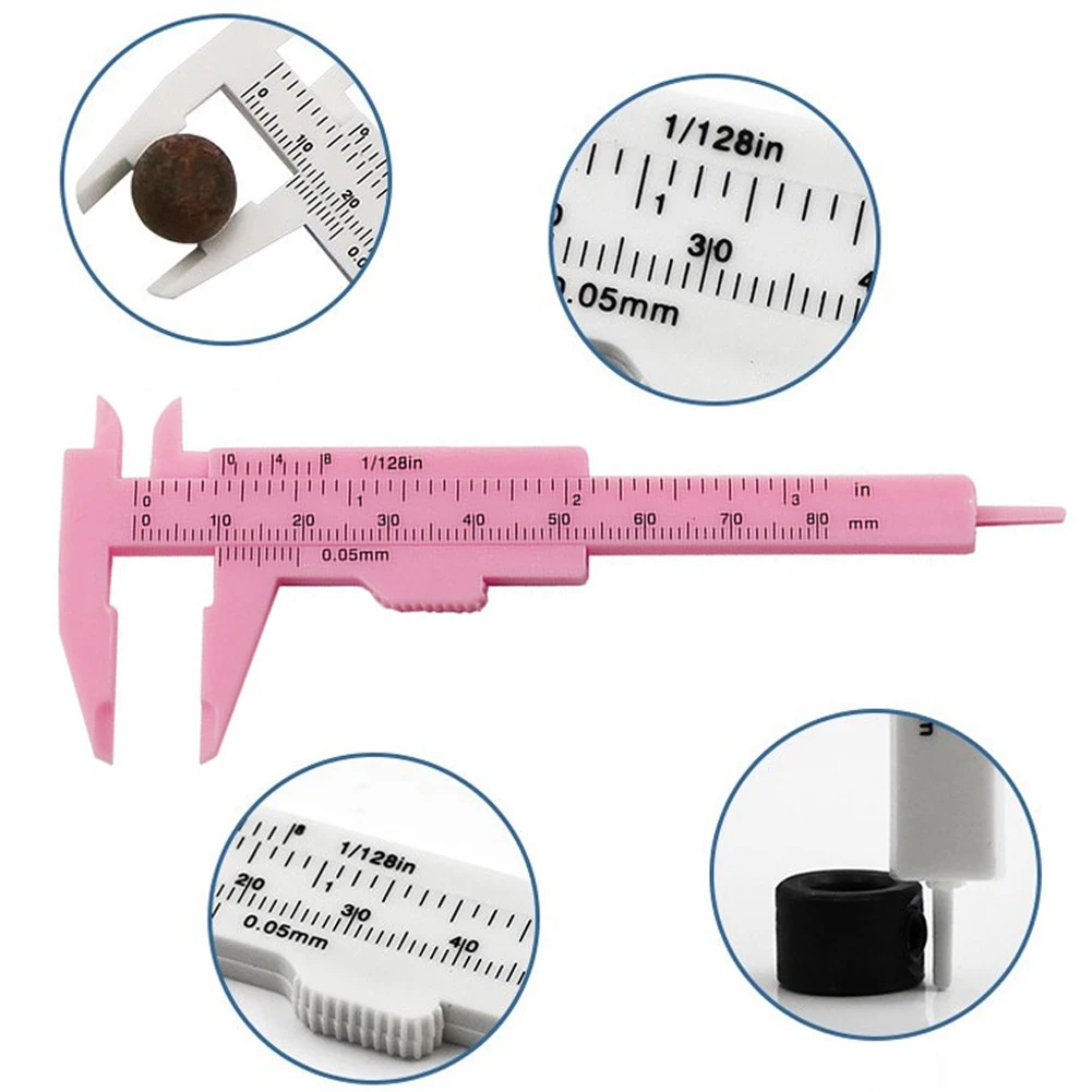 Wholesale 0-80mm Rose Pink Double Scale Sliding Gauge Permanent Makeup Tool Tattoo Eyebrow Line Lip Ruler For Tattoo Measuring