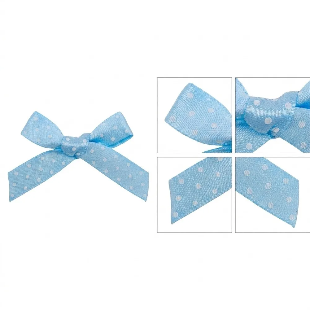For Polka Dot Satin Bows 1cm Pre Made for DIY Craft Supplies Wrapping Boxes Hair Accessories Scrapbooking Cards Decor
