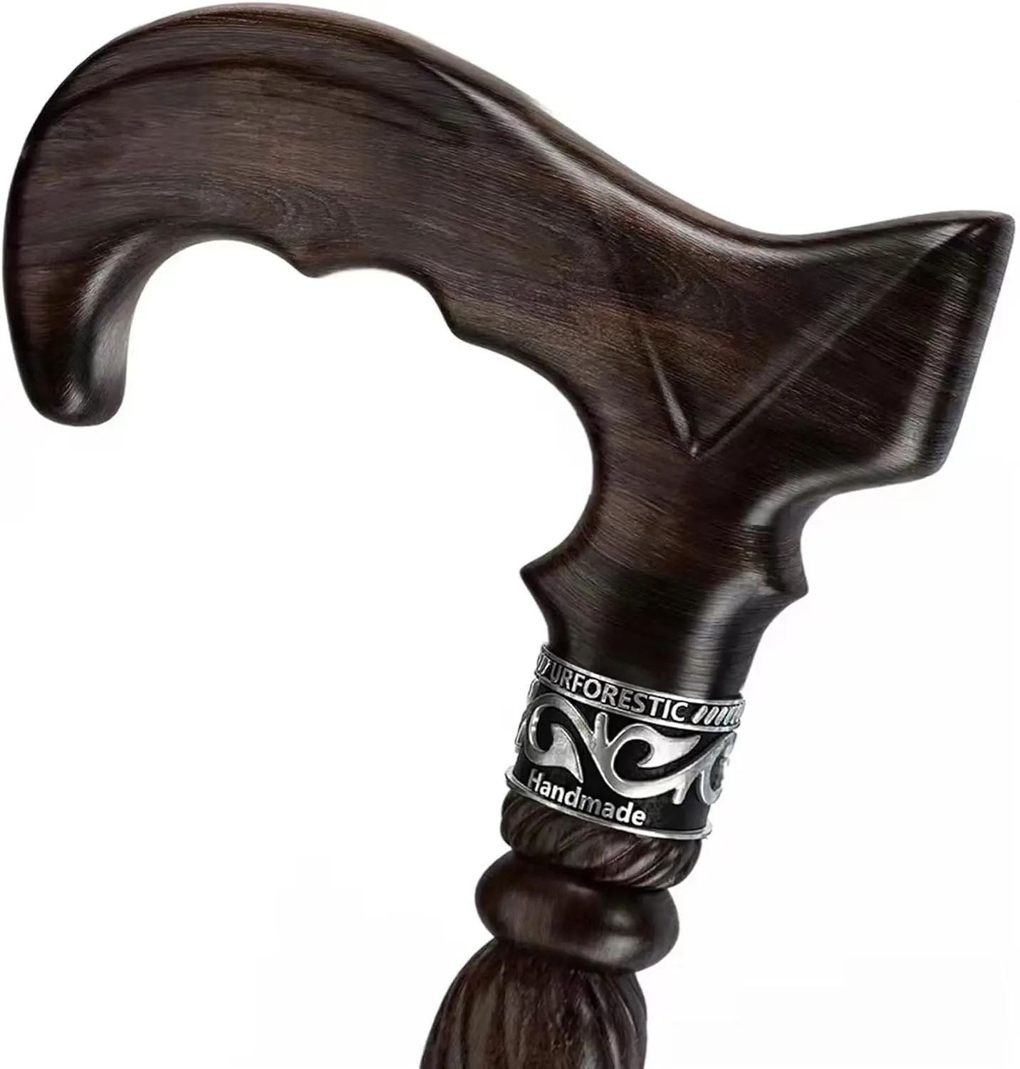 

Handmade Solid Wood Walking Cane for Men and Women, Ergonomic Stick for Seniors, 36 Inch Dark Brown