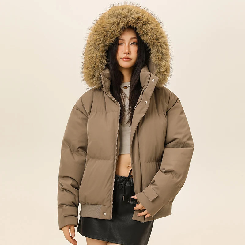 

New Men's Parkas Fur Collar Coat Men Vintage Thicken Fleece Warm Jackets Waterproof Windproof Jacket Couple Loose Hooded Parkas