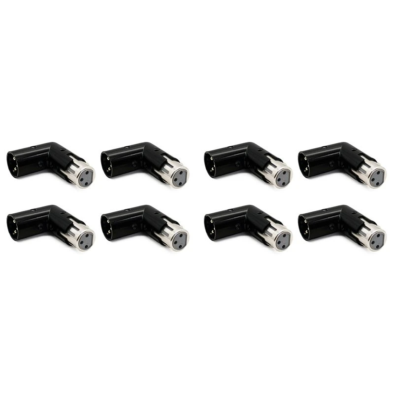 [FAVORITE】 8Pcs 3Pin XLR Angle Adapter Adjustable Male To Female XLR 90 Degree Adapter 3-Pin Nickel Plating Connector For Audio