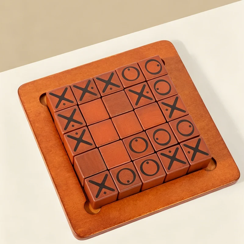 Push and Shove Game Chess Play Jigsaw Wooden XO Tic Tac Toe Game Interaction Puzzles Training Brain Learning Early Education Toy view 2
