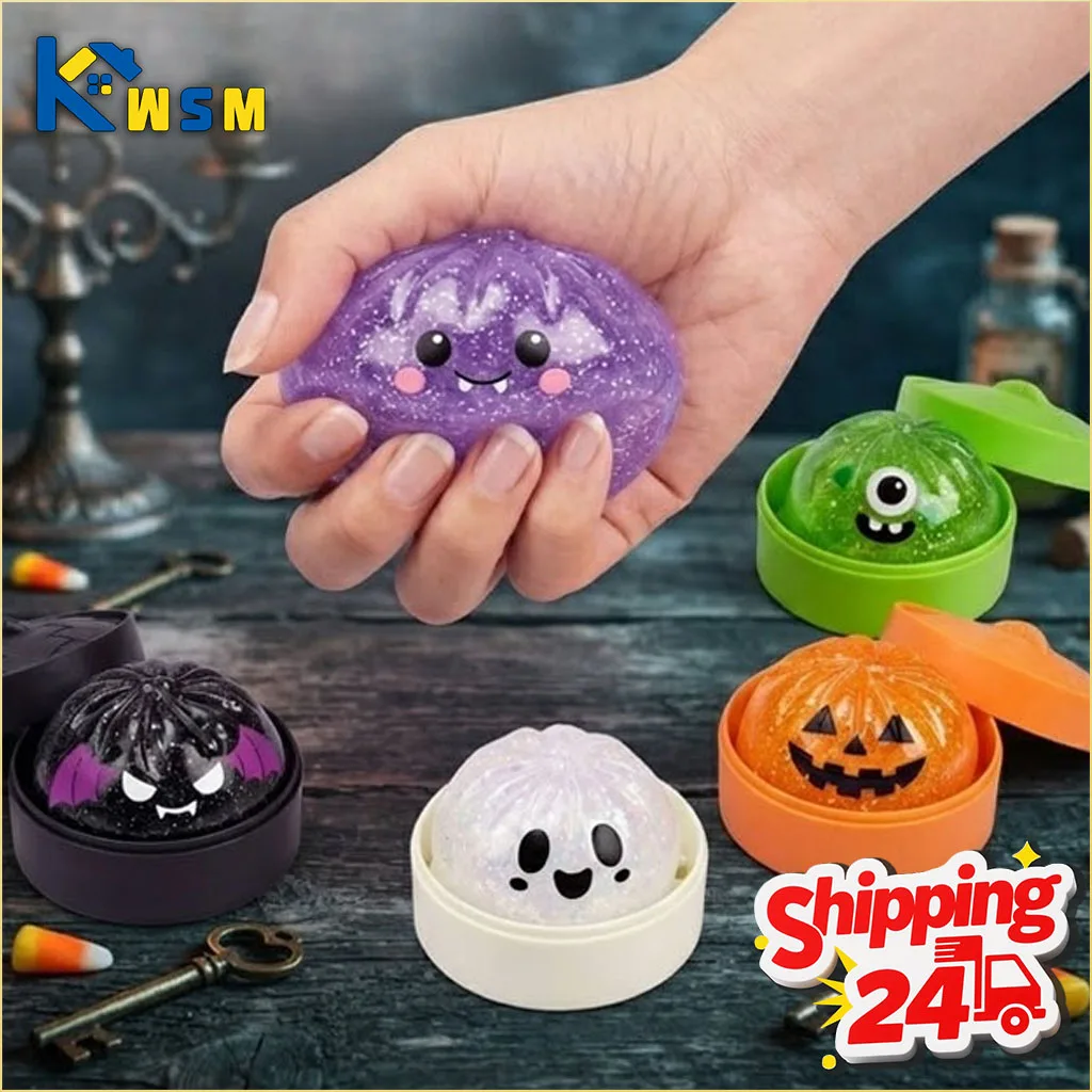1-5pcs Halloween Bun Squishy Toy Soft Non Sticky Slow Rebound Funny Shape Stress Relief Decompression Gift for Adult Party Favor