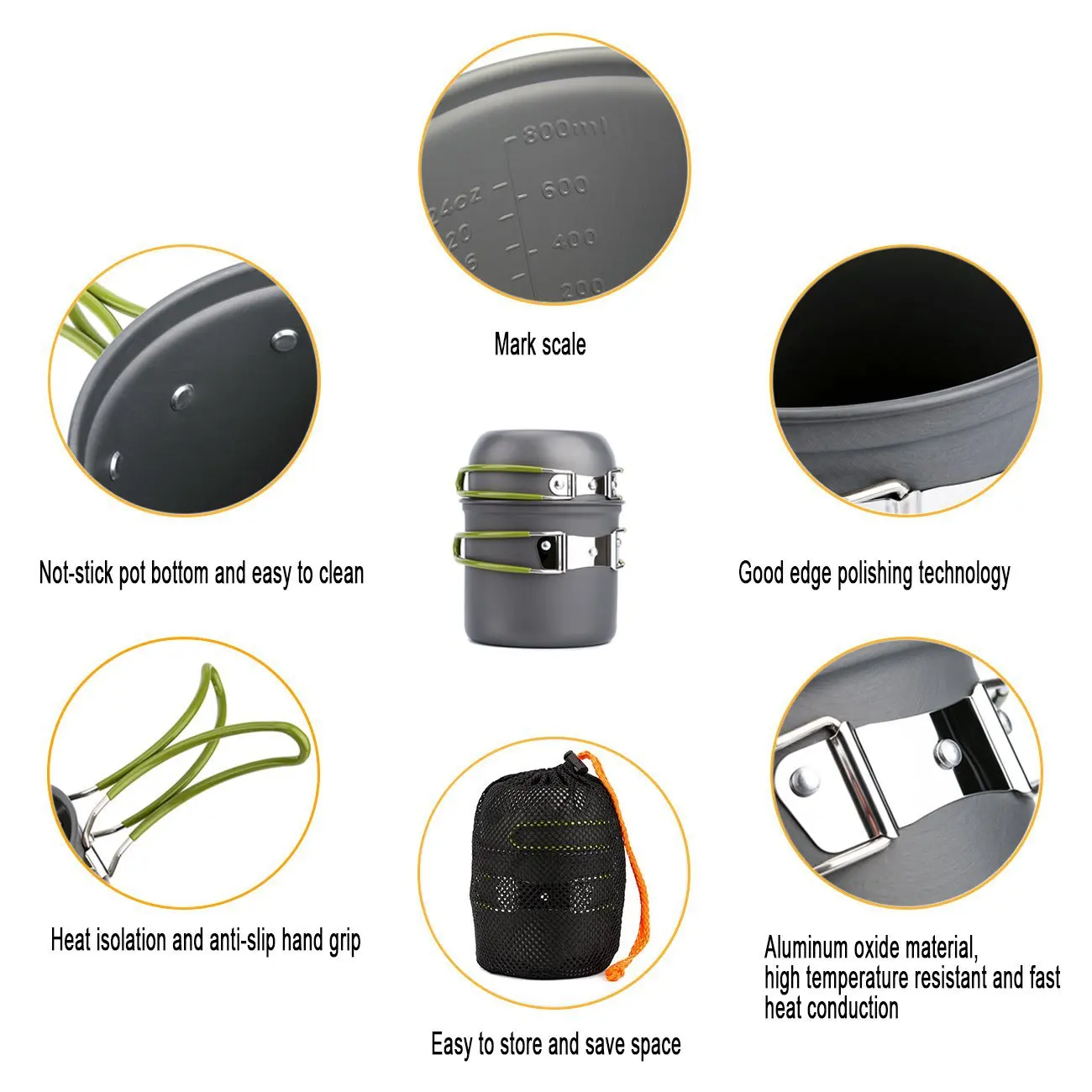 Outdoor Camping All One Cookware Set Cooking Kit Foldable Stove Aluminum Stainless Steel Pot