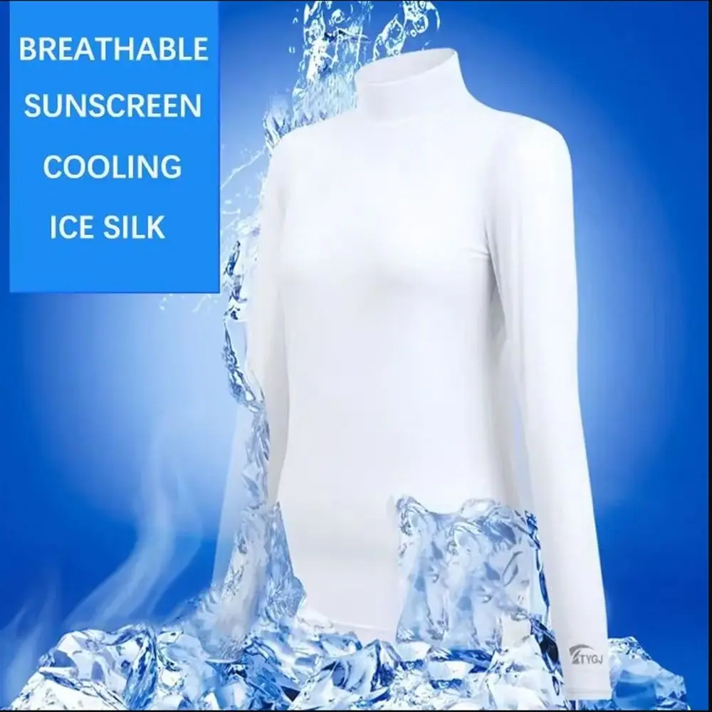 

Smooth Quick-Dry Women's Golf Shirt Soft Breathable Golf Cooling Tops Cooling Fabric Stand Collar Golf Sunscreen Outdoor Sports