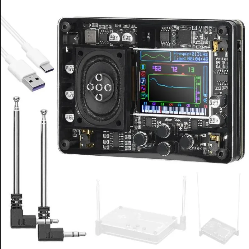 

Mini theremin music electronic creative instrument retro multi-sound creative toy OLED screen