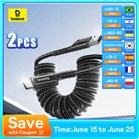 Baseus 2 Packs Retractable Fast Charging Type C Cable For Samsung Xiaomi Redmi Car Phone Charger USB Cable USB C Phone Cable