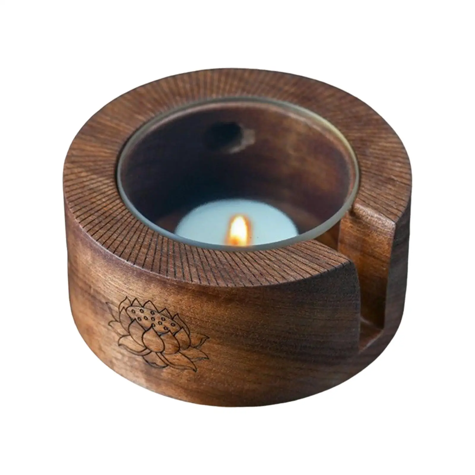 Wooden Tea Warmer Tea Light Warmer Candle Heating Teapot Heating Base Tea Heating Base Tea Stove for Travel Home Party Kitchen