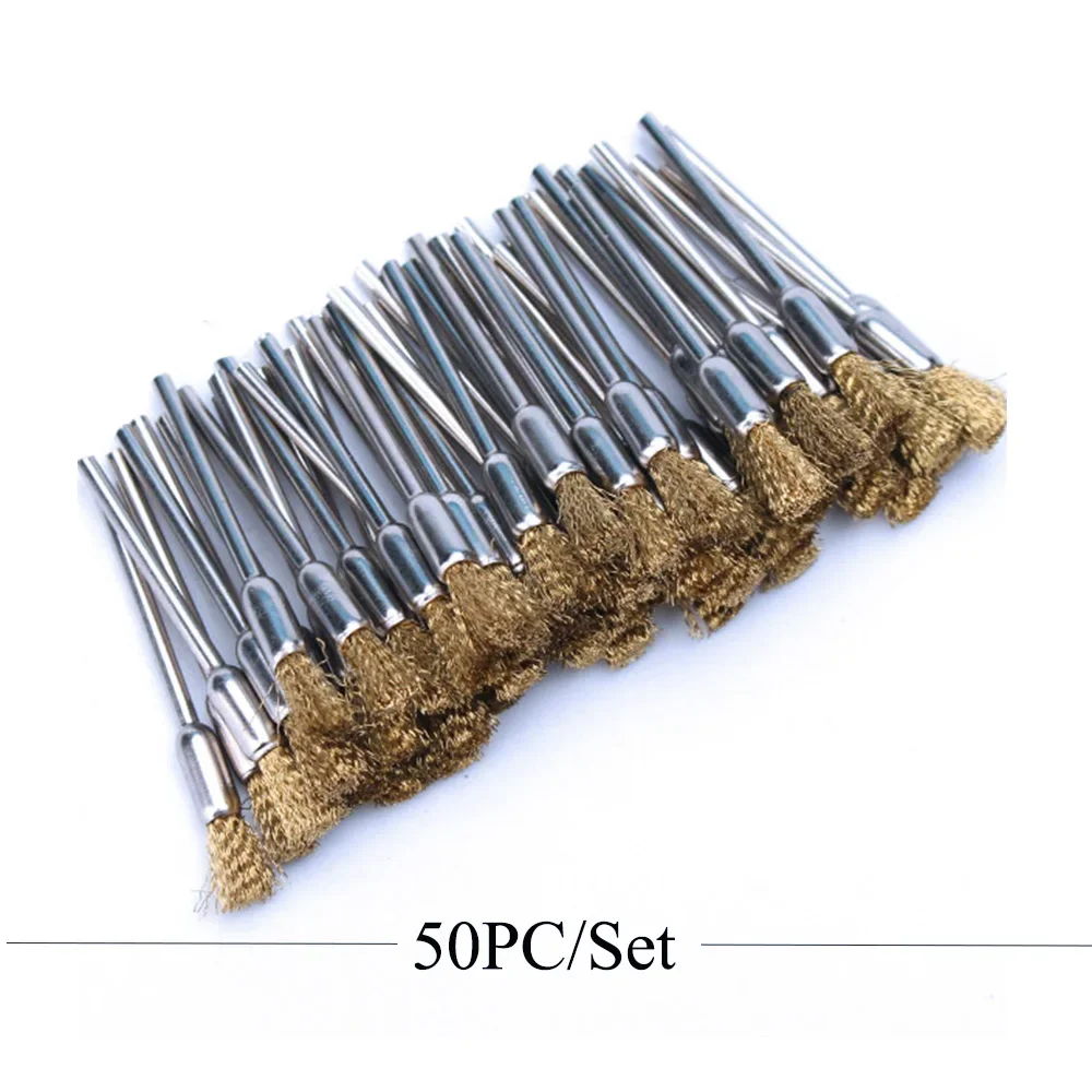 50개 골드 전동 매니큐어 드릴 청소 브러쉬 밀링 커터 구리선 클리너 네일 아트 액세서리 드릴 비트 청소 도구