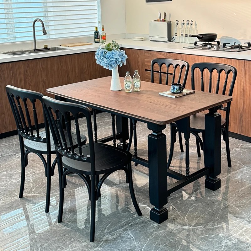 

Solid Wood Retro Chair Large Board Table Dining Wooden Home Single Chair Dining Table Restaurant Study Chaisse Furniture