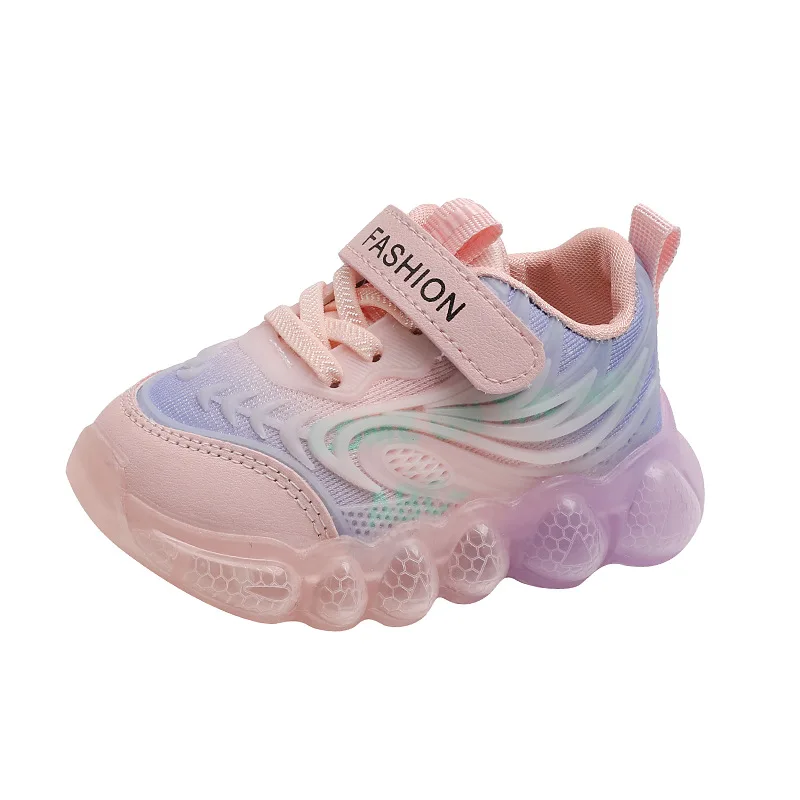 Autumn Girls Light-up Shoes Children's LED Shiny Lights Sneakers Kids Breathable Casual Shoes Little Kids Glowing Light Sneakers