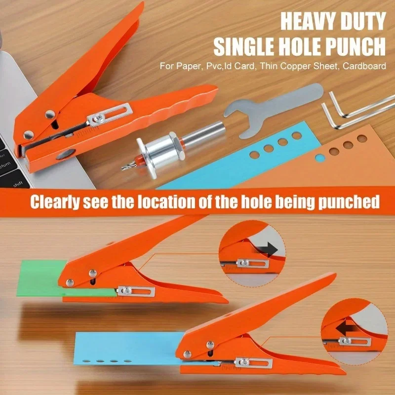 Hole Punch Pliers 5/16 Inch Adjustable Screw Cover Hole Punch Hand-Held Single Circle Hole Punch with Limit Taper Drill Bit