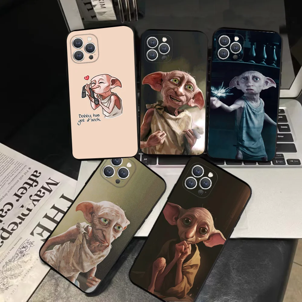 P-potters Dobby Cute  Phone Case For iPhone 16,15,14,13,12,11,Pro,X,XS,Max,XR,Plus,Mini Soft Black Cover