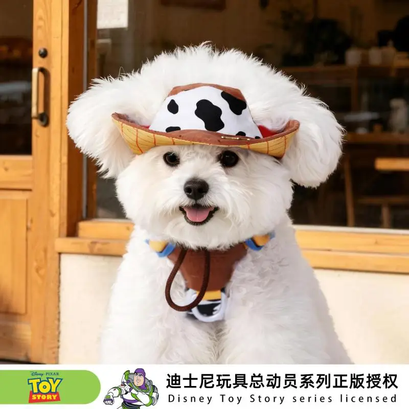 Set de sombreros de vaquero para mascotas de Disney Toy Story, con diseños de personajes de dibujos animados, ideal para disfraces de perros y gatos, como accesorio para sesiones de fotos, disfraz creativo para mascotas.