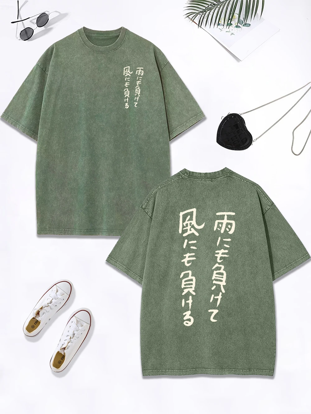 

Fearless Of Wind And Rain Prints Washed T-Shirt Women Cotton Oversized Tops Distressed O-Neck Comfortable T Shirt Summer Clothes