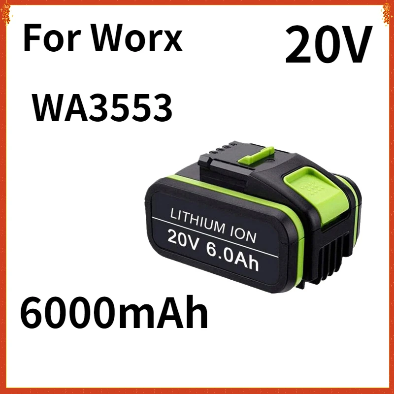 

6000mAh Battery for Worx WA3553/WA3551 20V Cordless Power Tool Battery WA3572 WA3516 WX390 WX176 WX178 WG169 Spare Batteriies