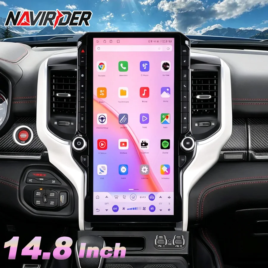 14.8Inch Vertical Screen For Dodge RAM Trucks 2019‑2023 Car Radio Android Wireless CarPlay 4G GPS Navi Auto Multimedia Head Unit