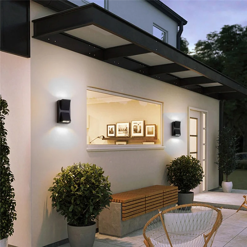 

A04G-Modern Waterproof Dual-Head Outdoor Wall Light Matte Black LED Courtyard Lamps For Patio,Front Door,And Entryway
