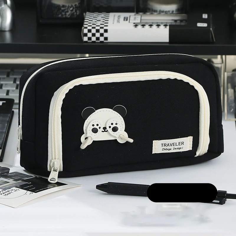 Kawaii Panda borsa per penna di grande capacità astuccio per matite coreano astuccio per scuola multistrato borsa per cancelleria studente torna a