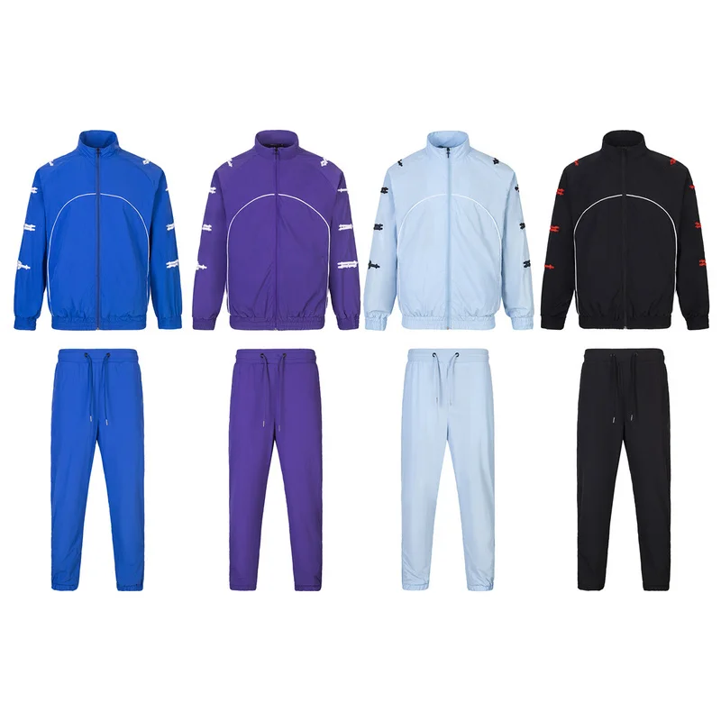 

Men's Casual Loose Jaet Long Pants Set Spring Faion Embroidered Letter Streetwear Polyester Fiber Long Sve Youth Outfit