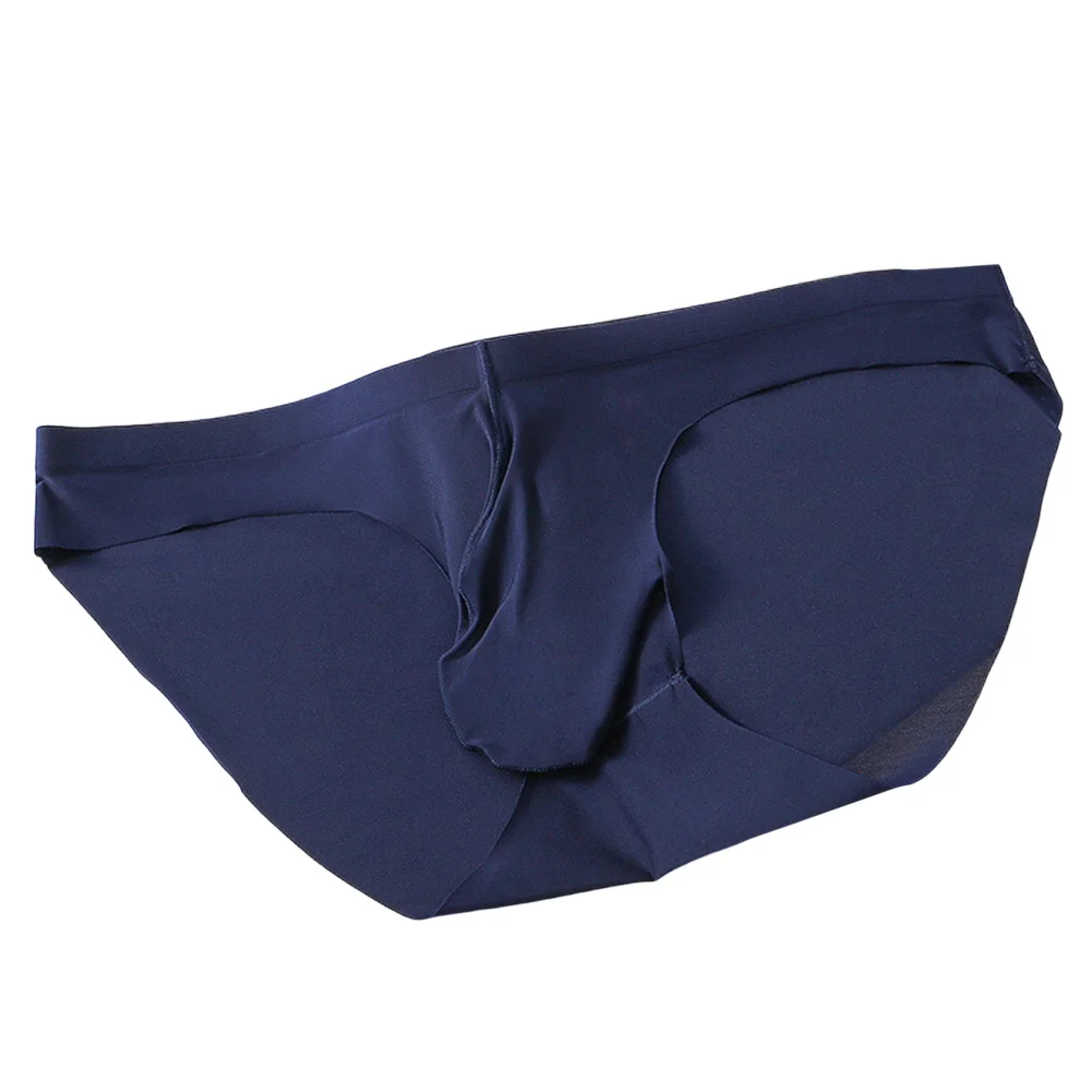 

Men Thin Seamless Large Size Ice Silk Trunks Stretch Briefs Seamless Underwear Bulge Pouch Sexy Lingerie Solid Men's Panties