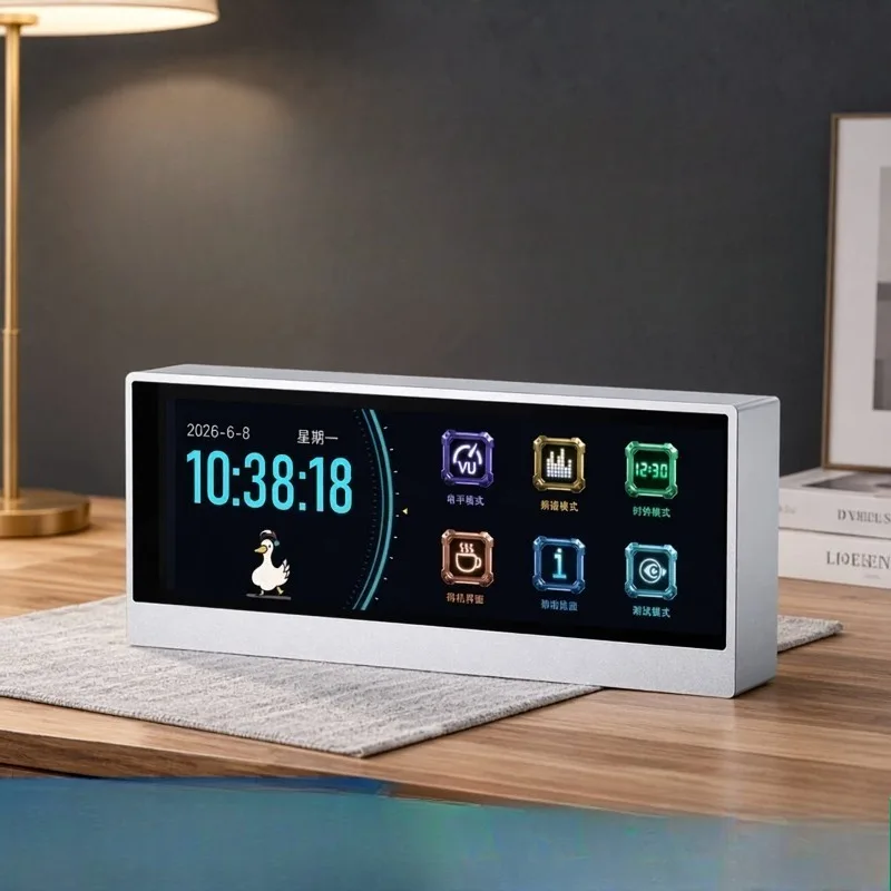 TX7 Multi-function Spectrum Voice-activated Rhythm Light VU Level Meter Clock, Visual HiFi Desktop Ornament