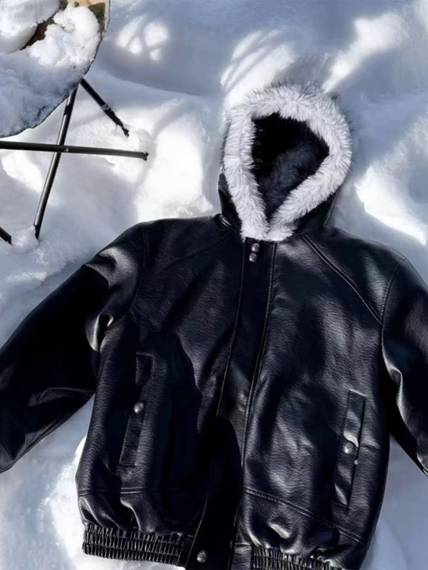 

American Sle ort Cotton Jaet with Fur Collar Men's Winter Warm And Sli Outerwear Youthful Trendy Thiened Coat