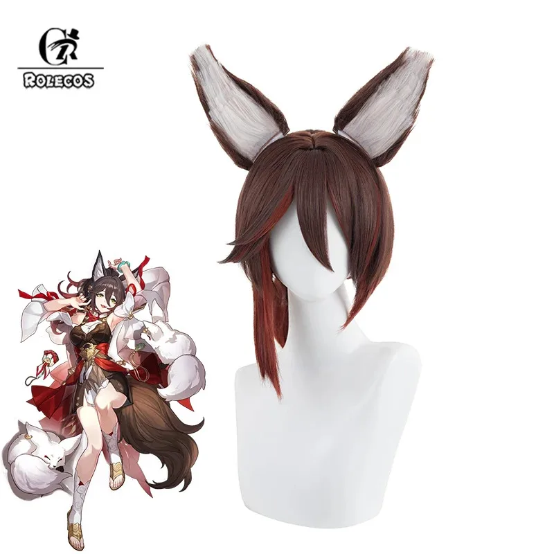 

ROLECOS Honkai Star Rail Tingyun Cosplay Wig 50cm Mixed Color Wigs with Ears Heat Resistant Perucas Synthetic Hair
