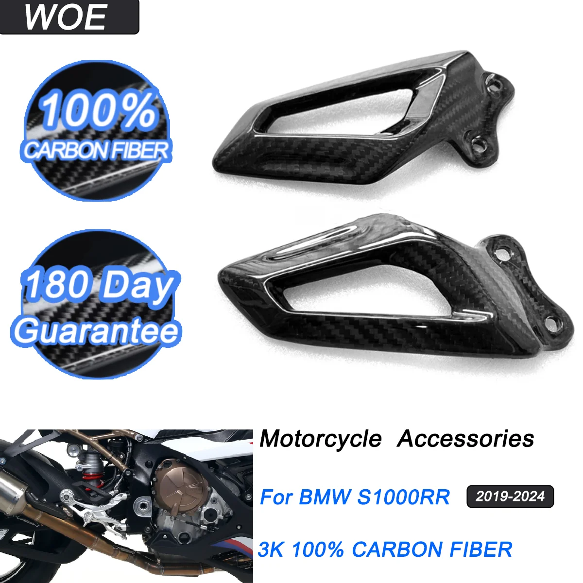 

3K Dry Carbon Fiber Motorcycle Accessories Heel Guards Protector Body Fairings Kit for BMW S1000RR 2019 2020 2021 2022 2023 2024