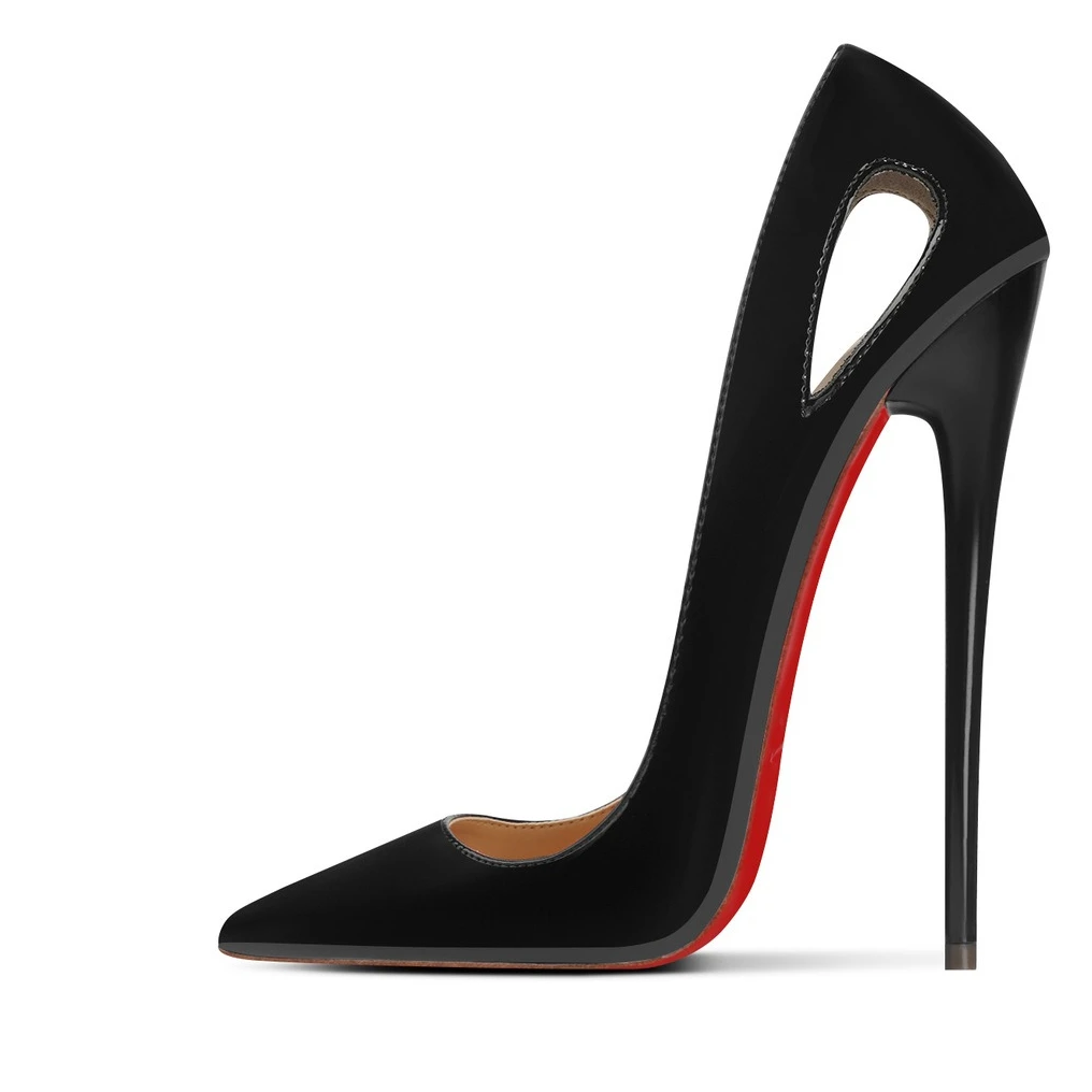 

New Summer Patent Leather Pointed Toe Cut-out High Heel Shoes for Daily Banquet Temperament Women's Single Shoes