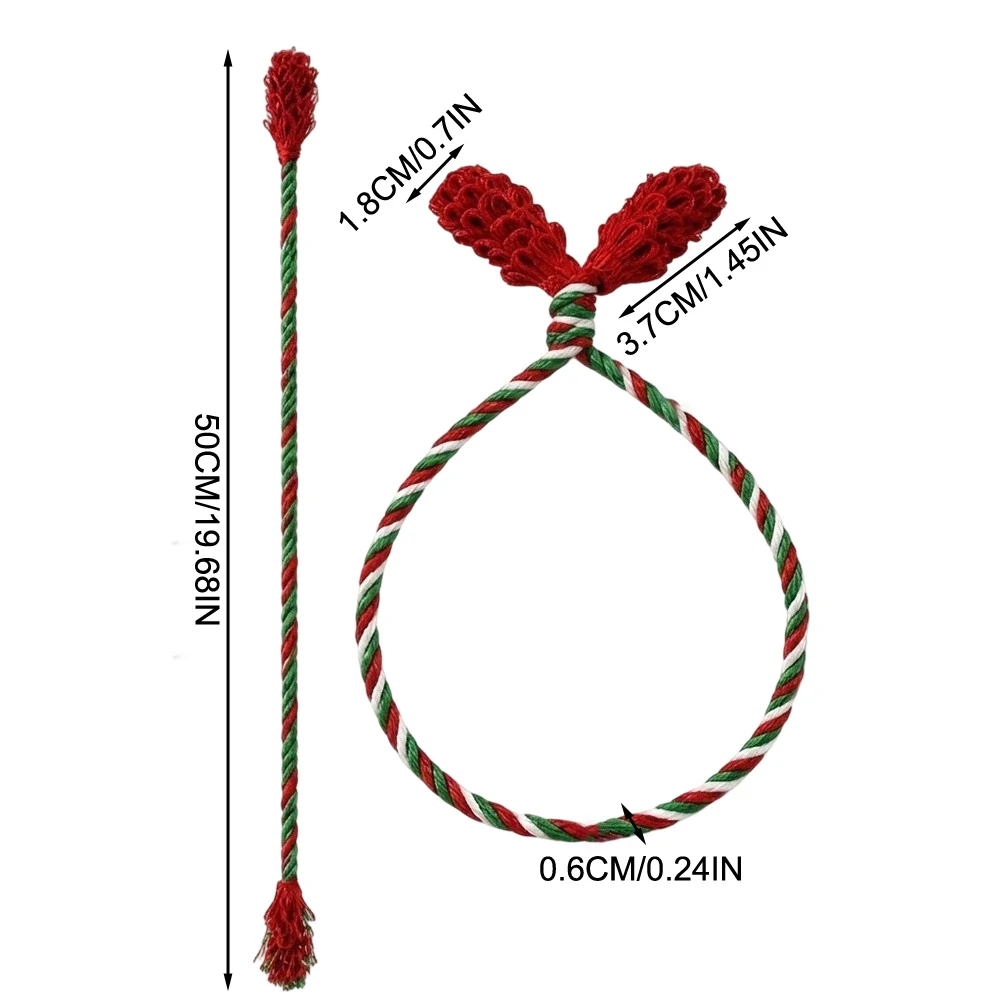 20 inch Christmas Garland Ties Reusable Polyester Fabric with Iron Wire Core for Banister Decoration and Seasonal Display Setup