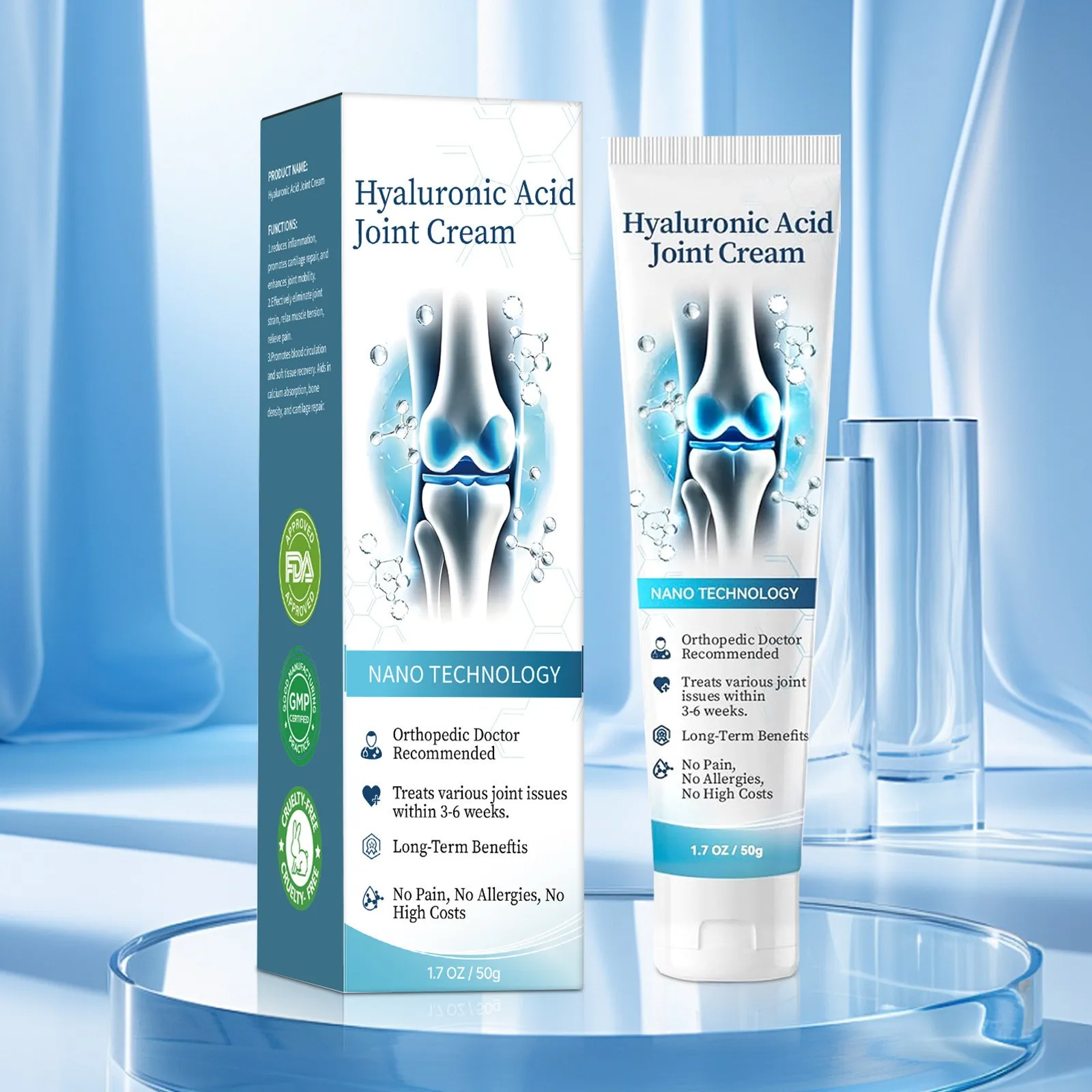 Hyaluronic Acid Joint Cream, Hyaluronic Acid Joint Massage Cream, Advanced Joint And Bone Care Cream For Back, Neck, Hands