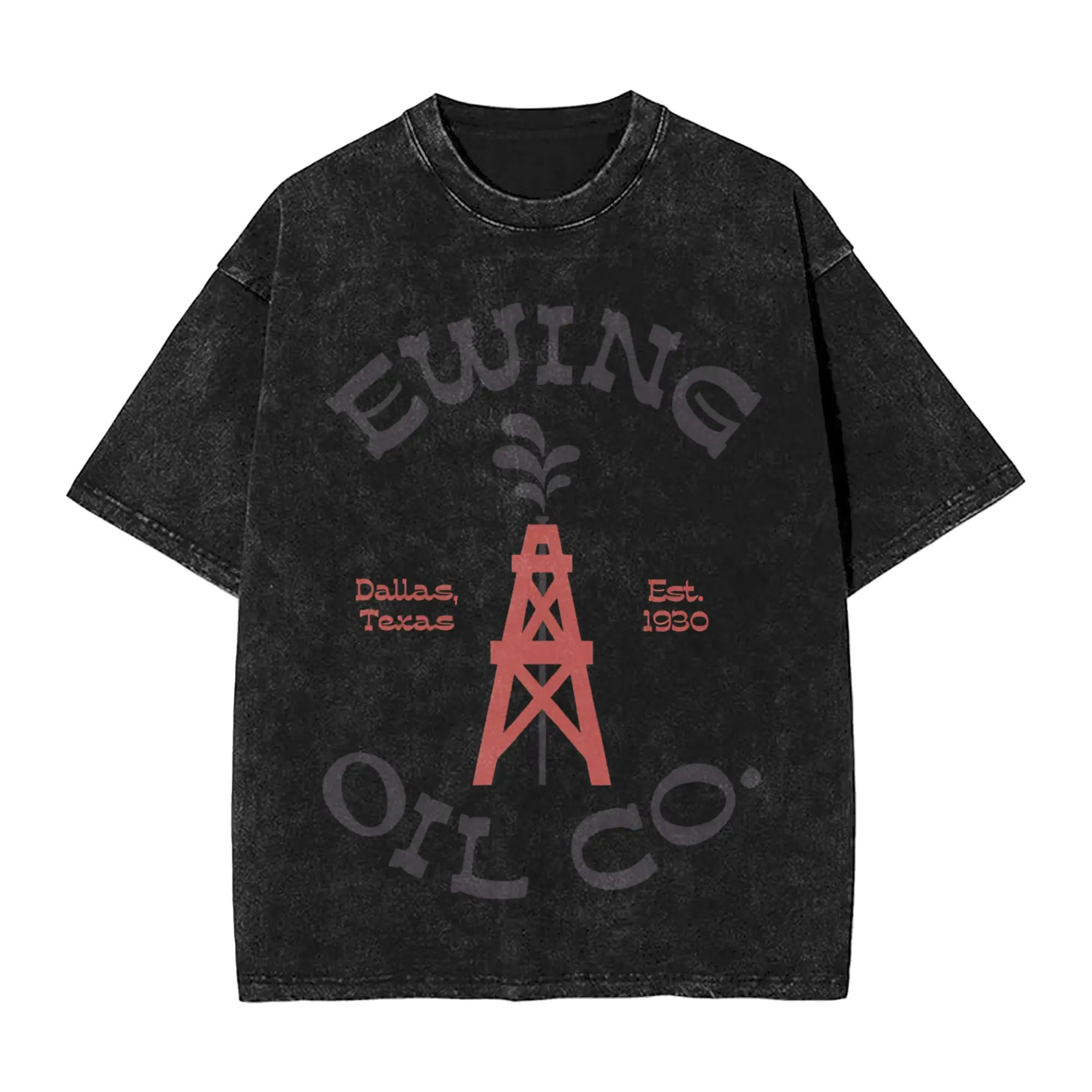 Printed Ewing Oil Co. Dallas 70s TV Show  Washed T Shirts Merch Oversize T-Shirts  for Men Women Tee Shirt