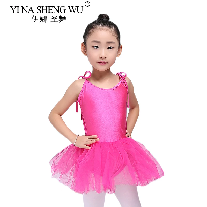 Children\'s Dance Sling Ballet Skirt Girls Ballet Tutu Dress Dance Exercise Gymnastics Leotard Sleeveless Lacing Fluffy Skirt