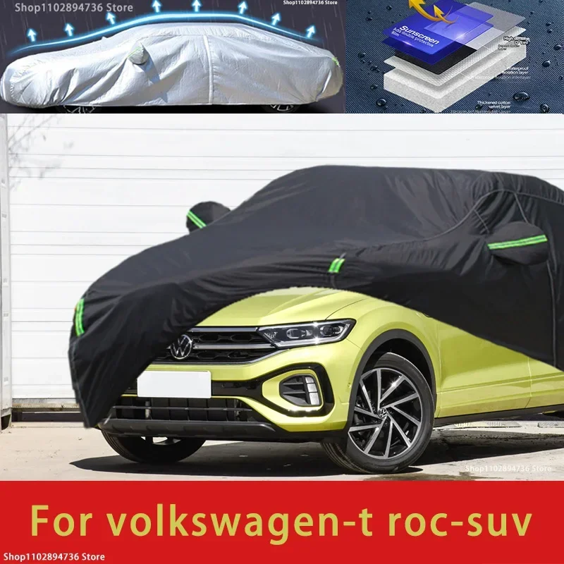 

For Volkswagen T-ROC Fit Outdoor Protection Car Covers Snow Cover Sunshade Waterproof Dustproof Exterior black car cover