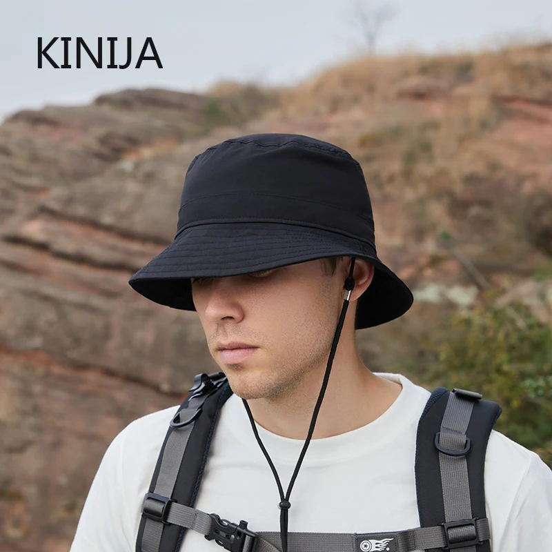 Men Bucket Hats Summer Sun Hats for Women Outdoor Beach Fishing Hiking UV Protection Visor Cap Foldable Short Brim Ponytail Hat