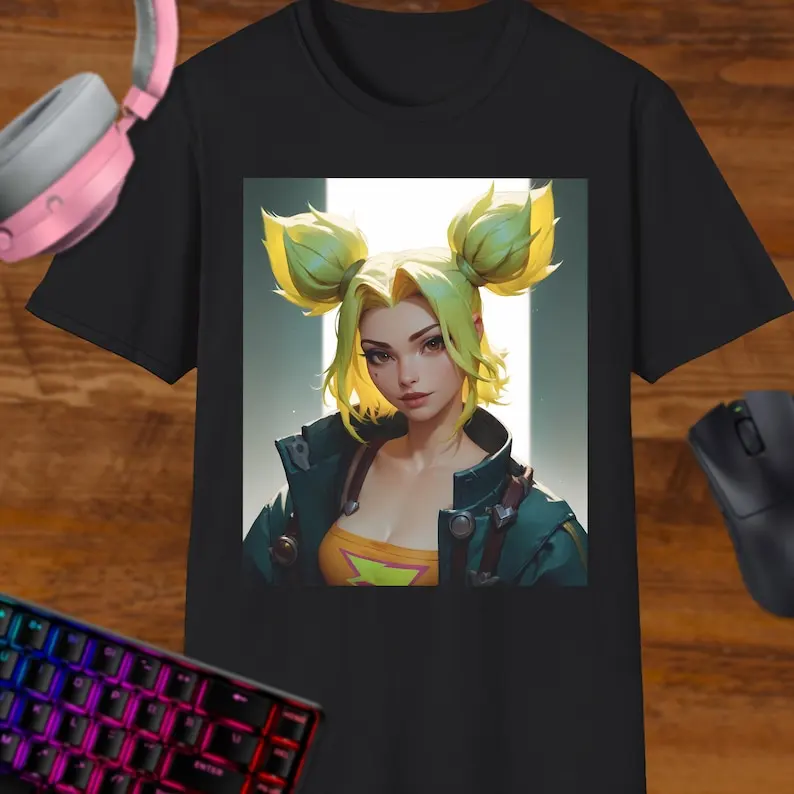 Zeri Shirt tshirt for ADC Mains Fanart tee Shirt t-Shirt Zeri Real High Quality