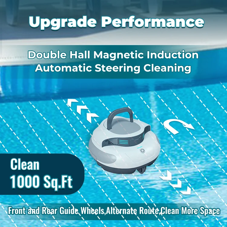 Clean 1000 Sq Ft 3 Hour Rapid Charge Self-Docking Pool Robotic Cordless Swimming Pool Vaccum Cleaner