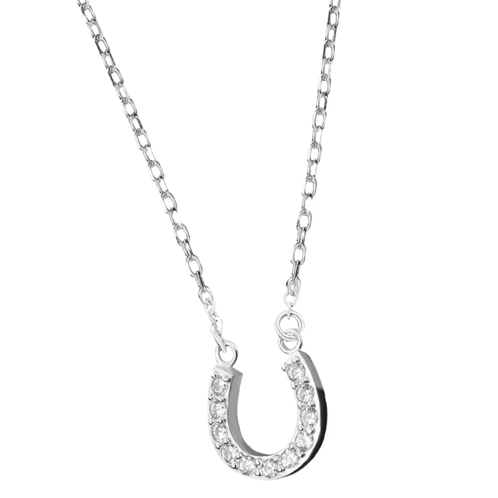 Trendy Horseshoe Pendant Necklace Women Creative Jewelry Chain Sterling Silver Fashion Accessory Gift Chain Necklace For Charm