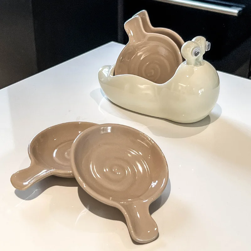 Cartoon Snail Tray Porcelain Seasoning Dish Ceramic Storage Containers Dipping Sauce Small Plate Snail Tray Kitchen Organizer