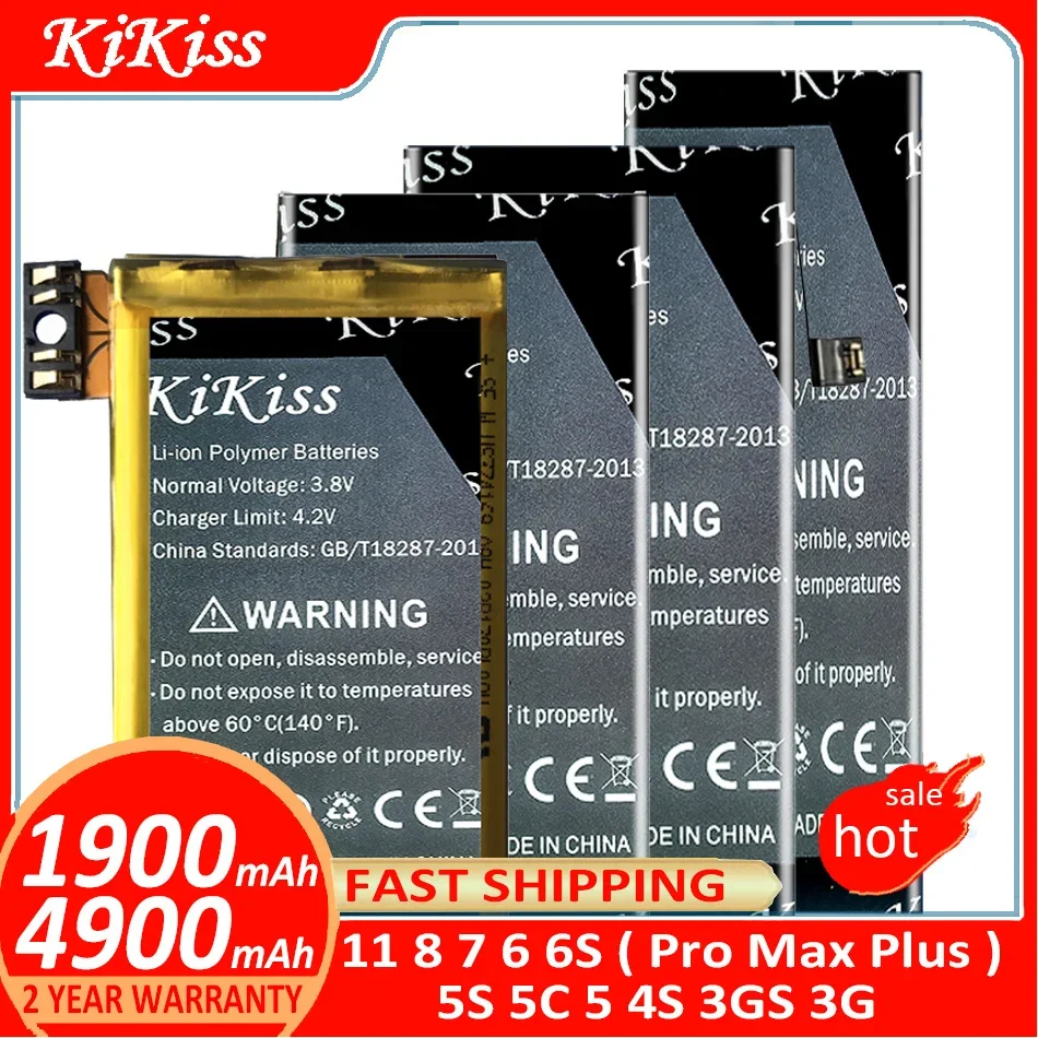 KiKiss Battery For iPhone 11 8 7 6 6S ( Pro Max Plus ) 5S 5C 5 4S 3GS 3G 11Pro 8Plus 7Plus 6Plus 6SPlus batteries